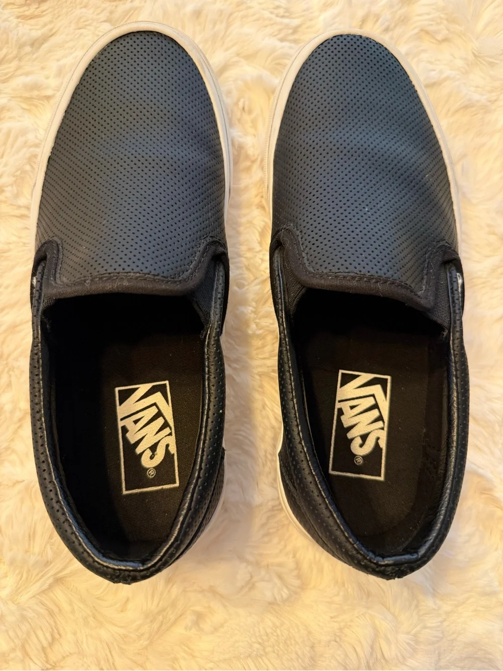 Vans Women’s Slip-On Perforated Leather Sneakers - Black 7